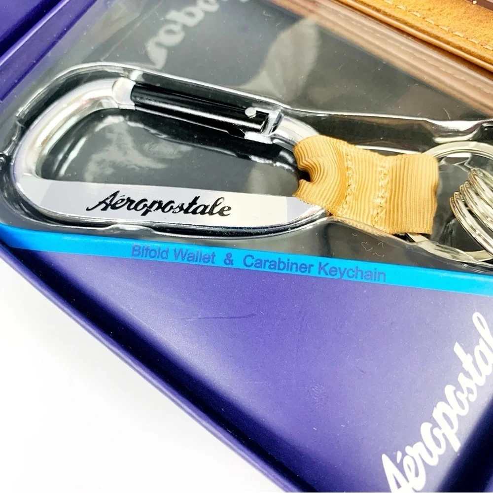 Aeropostale Brown Wallet and Keychain Set • Last Minute Holiday Gift • NWT